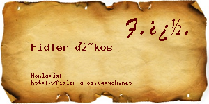 Fidler Ákos névjegykártya